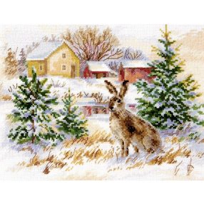 1-31 Winter Day - Brown Hare 23x17 cm