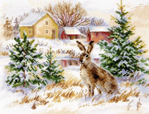 1-31 Winter Day - Brown Hare 23x17 cm