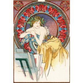 100-058 A. Mucha - Lány a vászon előtt 28x40 cm