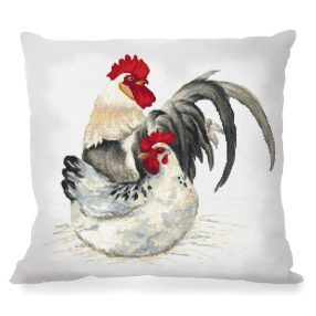 ZU10425 Pillow with cock and chanterelle 40x40 cm