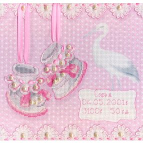 SRK315 Baby Shoes Birth Sampler (Girl) 20x20 cm