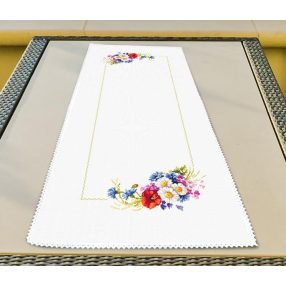 ZU10432 Table runner with wild flowers 110x45 cm