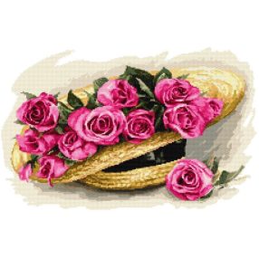 Z10435 Bouquet of roses in a hat 44x31 cm