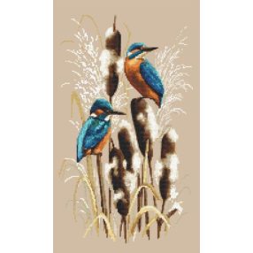 Z10439 Kingfishers in the reeds 25x43 cm