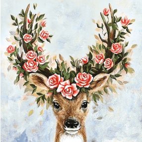 WD2519 Flower Deer 38x38 cm