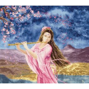 mg023 Lány síppal 48x54 cm