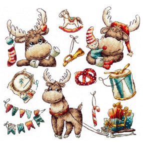 SANS-63 Sampler. Festive moose 21x21 cm