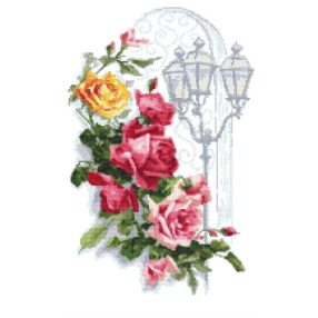 Z10446 Colourful roses with a lantern 25x41 cm