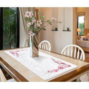 ZU10665 Table runner with sprigs of cherries 110x45 cm