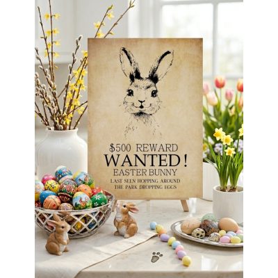 1580 Easter bunny Wanted 40x30 cm (fa)
