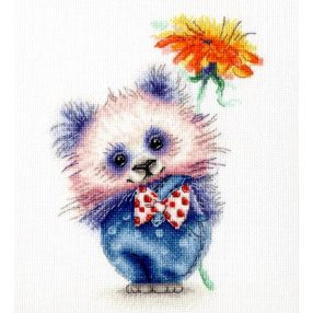 vk063 Panda with flower 16,8x12,2 cm