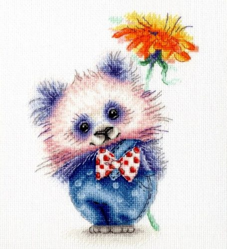 vk063 Panda virággal 16,8x12,2 cm