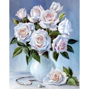 WD2617 Bouquet of white roses 38x48 cm