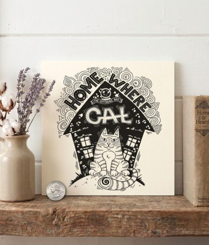 1969 Home is where the cat is 20x20 cm