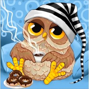 AZ1863 Owl and coffee 25x25 cm