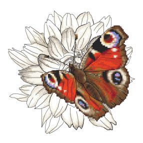 Z10330 Butterfly and dahlia flower 20x20 cm