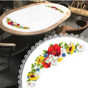 ZU10462 Oval table runner with poppies 50x110 cm