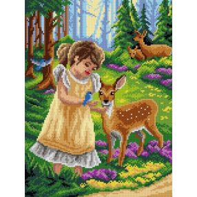 3280J Kislány őzzel 30x40 cm