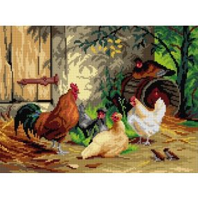 3288J C.Jutz-Csirkék az ól előtt 30x40 cm