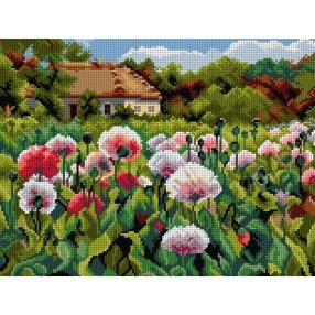 3289J M.A.Berkos-Virágzó kert pipacsokkal 30x40 cm