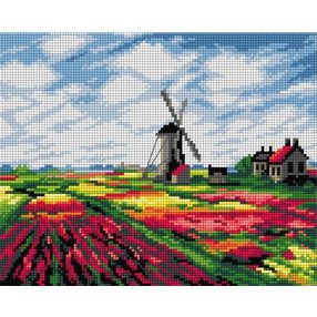   3299H Monet - Tulipánok a rijnsburgi szélmalomnál 24x30 cm