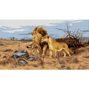 3266R W.Kubnert-A harcok útján - oroszlánok 40x70 cm