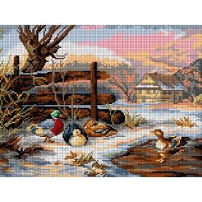 3276J C.Jutz - Kacsák a kis tónál 18x24 cm