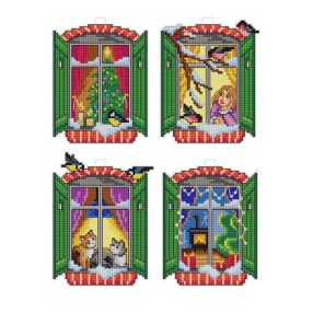 SA7674 Téli ablakok 10x12 cm/db, 4 db-os készlet