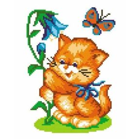 SKN400 Cat with a bluebell 16x20 cm