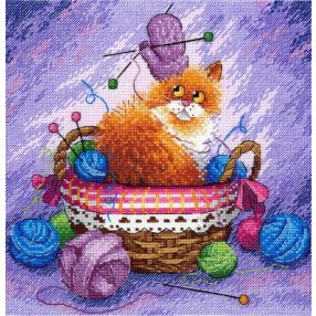 SNV749 Cat in balls of thread 20x20 cm
