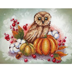 SRK706 Owl on a pumpkin 21x26 cm