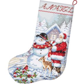 Leti 8016 Snowman and Santa Stocking 24,5x37 cm