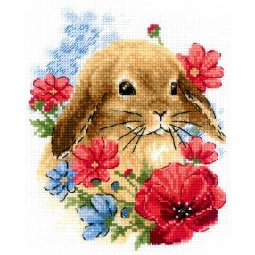 1986 Bunny in Flowers 15x18 cm