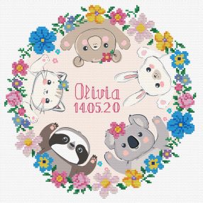 nc650-038 Sweet Baby Birth Sampler 29x29 cm