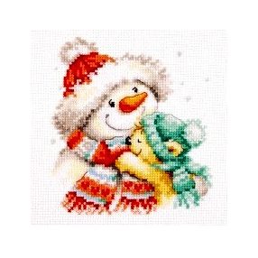 0-205 Snowman and bear 12x13 cm