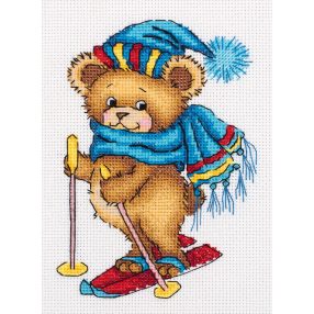 pan-08-0435 Skiing Bear 11,5x15,5 cm