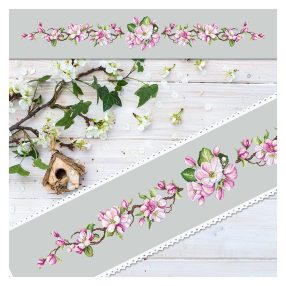 ZU10493 Long table runner with apple blossoms 117x21 cm