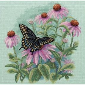 D35249 Butterfly and Daisies 28x28 cm