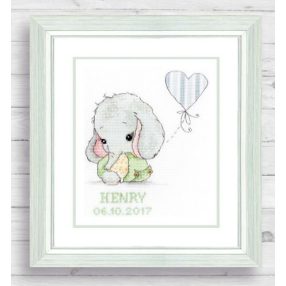 R05 Elefánt - babaköszöntő - kerettel 26,5x29,5 cm