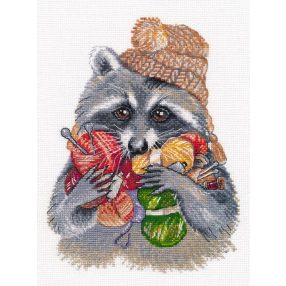 S1474 Raccoon needleworker 16x22 cm