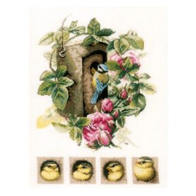 PN-0008031 Birdhouse with roses 29x35 cm