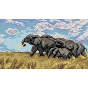 3430 Friedrich W. Kuhnert-Vándorló elefántok 40x70 cm