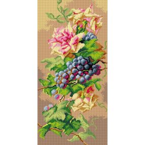   3442 C. Klein-Csendélet rózsákkal és szőlőkkel 24x51 cm