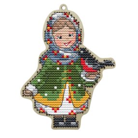 KF022-72 Girl with bullfinch 8x10,5 cm