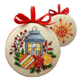 ZU10385 Christmas ball-disc with a lantern 10 cm