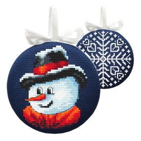 ZU10726 disc with a snowman 10 cm
