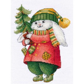S1511 Nyuszi karácsonyfával 12x17 cm
