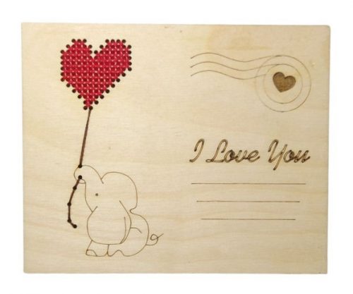 KF022-131 Fa üdvözlőlap: I love you-Elefánt 9x11 cm