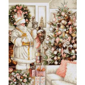 BU5019 White Santa With Christmas Tree 25x32 cm