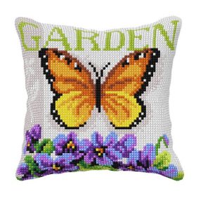 99079 Butterfly and Violets 40x40 cm